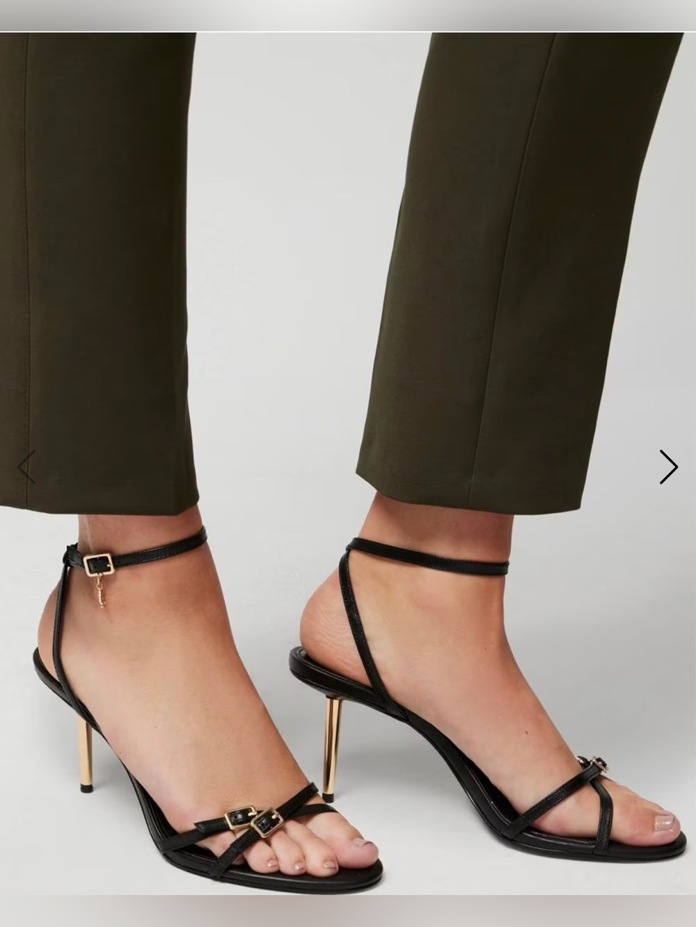NWOT White House Black Market Black Strappy Ankle-Tie Heels - Picture 2 of 14